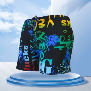 Adult Loose Fitting Baiya Boxer Style Swimming Trunks for Men Anti-Embarrassing Wide Leg Beach Vacation Swimwear Polyester Material
