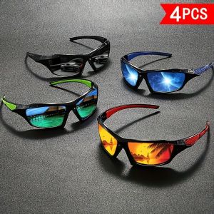 4-piece Dream Colored Mens Sunglasses Set with UV Resistant Lenses Suitable for Daily Leisure Driving and Exploration