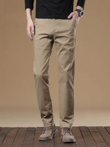 ROMON | Lormen Mens Casual Loose Straight Leg Trousers Spring New Style High End Business Fashion Urban Cotton Polyester Elastic Fibre