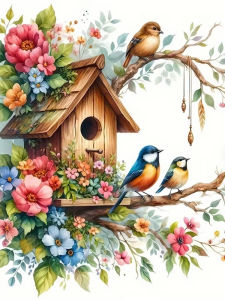 Oil Painting By Number Birdhouse Pattern DIY Number Drawing Canvas Pictures By Numbers Home Decor Large Size