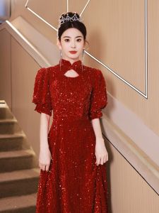 Evening Gown Bride Sequin Engagement Evening Dress Female Fancy Choir Costumes Banquet Temperament Host Dress