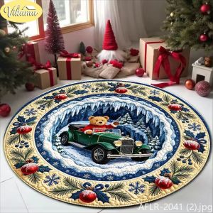 3D Visual Reindeer Train Christmas Rug Soft Non-Slip Indoor Area Rug Living Room Xmas Decorative Mat Holiday Home Decor 2026