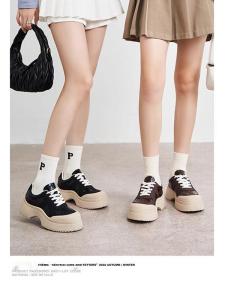 Womens Thick Bottom Slip-On Sports Casual Shoes Spring 2025 Retro Lace-Up Platform Heightening Sports Leisure Footwear
