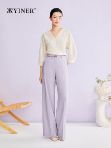 YINER | Business Elegance V-Neck Embroidery Top