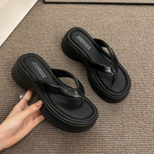 Trendy Womens Thong Slippers Outdoor Wear Thick Heel Summer Flip Flops Versatile High-End Sensation Clog Footwear Casual Slip-On