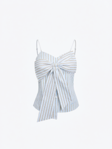 ANN ANDELMAN | Feminine Striped Bow Strap Top short