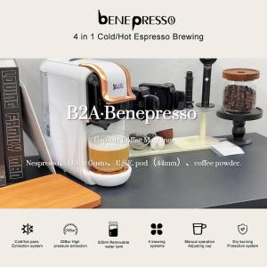benepresso 4 in 1 Multiple Capsule Coffee Machine Hot/Cold DG Cappuccino Nes Capsule ESE Pod 20Bar B2A
