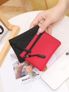 Mini Canvas Zipper Wallet for Women Men Coin Purse Simple Student Fabric Small Wallet Storage for Coins Cards Vertical Shape