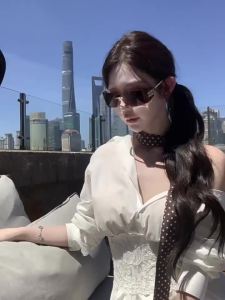 CHOUXIE | Autumn Korean Style Fashion Long Sleeve Fitted White Shirt Outfit