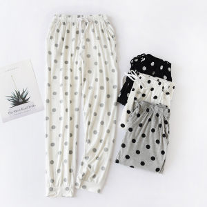 Modal Cotton Pajama Pants Womens Summer Trousers Thin Loose Polka Dot Close up Ankle-Tied Anti-Mosquito Outer Wear Home Pants Spring and Autumn