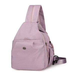 Versatile Oxford Cloth Outdoor Travel Commuting Womens Backpack Crossbody Chest Bag Soft Handle Decorative Stitching Youth Spring Nylon Lining Zipper Closure No Folding
