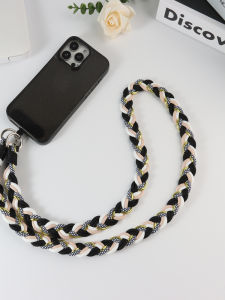 Tangle-Free Durable Twisted-Wire Phone Strap Crossbody Removable Neck Hanging Chain for Women Cute Color Block Design Universal Fit