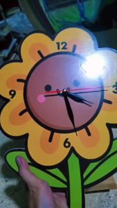HRS-257 Jam Dinding Ukir HOME Sweet Home BUNGA MATAHARI Hiasan dingding Ruang tamu/ kamar tidur