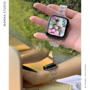 Dây Đeo Đồng Hồ Nhựa Trong Suốt Mùa Xuân Hè Phong Cách Mới Mỏng Kiểu Băng Tuyết Iwatch765432se Có Dây Đeo INS