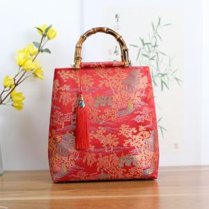 Handmade Chinese Wedding Red Marriage Bag New Bride Handbag Large Capacity with Cheongsam Show He Handbag Soft Cotton Lining