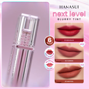 Hanasui Next Level Blurry Tint - Lip Tint Watery To Blur | Lightweight Tahan Lama | Velvet Finish | Powdery Tint | Blurring Effect Stain