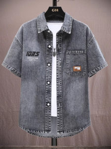 Trendy Rugged Denim Short Sleeve Shirt