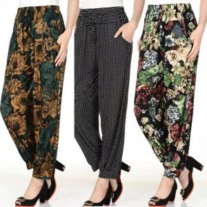 🔥Sale ลดราคา🔥 กางเกงขายาวผู้หญิง 9ส่วน ผ้านิ่ม พิมพ์ลายสวยงาม ผ้าฝ้าย นุ่ม ใส่สบาย ระบายอากาศได้ดี