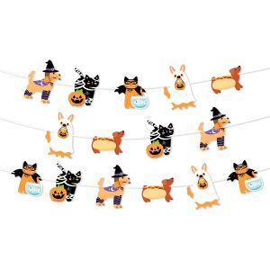 Cute Halloween Pet Banner Ghost Witch Dog Black Cat Pumpkin Bunting Garland for Home Indoor Halloween Party Wall Decorations