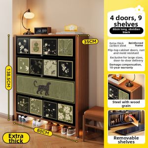 MEISD | Mid-Century Modern Steel & Wood High Capacity Entryway Shoe Cabinet