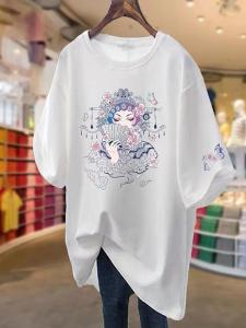 YILU | Summer Loose Cotton Printed T-shirt