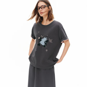 DUSHU | Curative Linear Sketch Printed Casual T-shirt Set