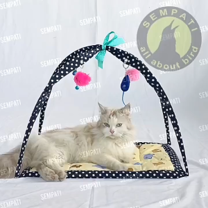SEMPATI GROSIR Kasur Tempat Tidur Kucing Plus Mainan Gantung Gantungan Isi 5 Pcs Folding Cat Tent Tenda Mainan Kucing Cat Kitten Adult Anabul Folding Pet Toy Kasur Alas Bantal Tidur Kucing