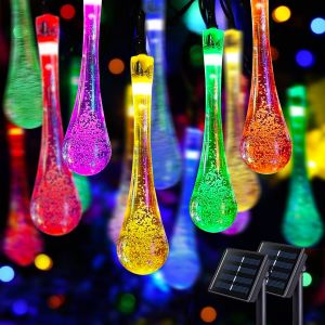Christmas Sale Camping Solar String Lights Outdoor Droplets 5M 20 Led Crystal Globe Lights Waterproof Solar Fairy Light For Garden Christmas Party Decor