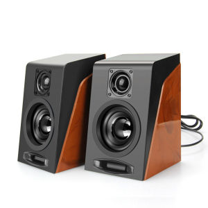 USB Wired Wood Grain Speakers Bass Stereo Subwoofer Sound Box AUX Input Computer Speakers For Desktop PC Computer Notebook