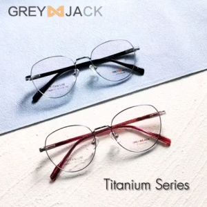 Grey Jack Frame Kacamata Titanium Bahan Ringan Kokoh Elegant Simple Bisa Minus Antiradiasi  T 8017