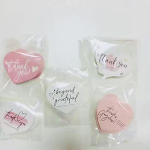 50/100PCS Thank You Cards for Support My Small Business Paper Cards Pink Love Heart Shaped Thank You Tags Gift Greeting Card Set