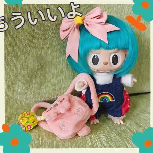 Labubu Original Upset Duck Wig Vinyl High Temperature Silk Initial Green Cotton Doll Plush Toy Clothing Anime Gaming Conventions