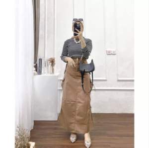 Ziko Rok Cargo Wanita Skirt Katun Drill Lulu