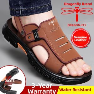 DRAGON-FLY | Mens Leather Slip Resistant Dual Purpose Summer Sandals