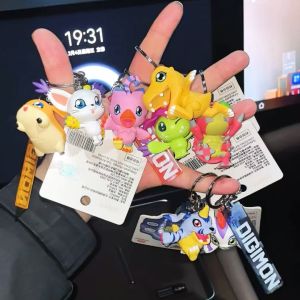 Bandai | Anime Genuine Digimon Keychain Agumon Gabumon Q-Version Limited Figure Model Toy Backpack Pendant Decor Collection For Fans Gift