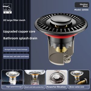MONLEYTA | German Bathroom Sink Overflow Drain Plug Anti-smell Sealed Press Type Face Washing Basin Countertop Sink Drain Accessories