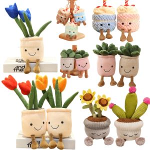 Lifelike Tulip Succulent Plants Plush Stuffed Bookshelf Decor Cake Toy Soft Doll Pendant Kawaii Pillow for Girls Birthday Gifts