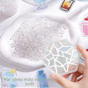 MANDAIYANGGUANG | Bộ Phụ Kiện DIY Hạt Trong Suốt Đen và Trắng