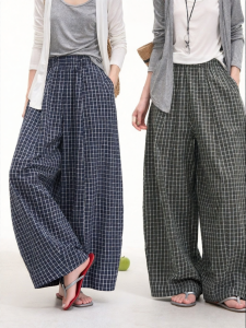 HTMEME | Korean Retro Plaid Loose Balloon Casual Pants