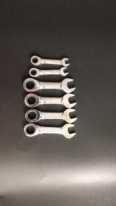WEELEE CR-V Steel Stubby Ratcheting Combination Wrench Dual-use 8mm-17mm Quick Open Wrench Hand Spanner Mini Plum Blossom