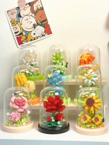 Flower Building Blocks Rose Bouquet Brick Decoration Tulip Sunflower Bricks Toys Gift For Girlfriend