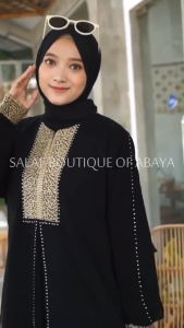 Pakaian Muslim Abaya Gamis Bahan Jet Black Jetblack Premium Jubah saudi Dresm Muslim Arabian Motif Exclusive