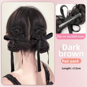 XIAOQI | Youthful Simulated Bun Wig Hairband with Bow