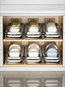 B&W | Pull-out Dish Storage Rack Stainless Steel