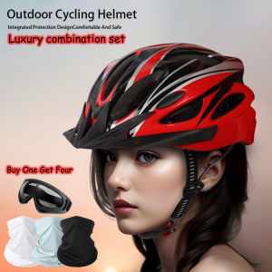 5pcs Bicycle Riding Helmet Glasses Mask Suit Electric Vehicle Road Mountain BikeHelmet Cycling Lightweight Breathe Safety Helmet