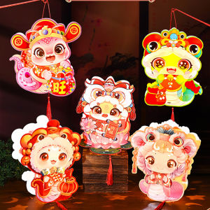 YESPERY โคมไฟเรืองแสงโคมไฟพกพางูการ์ตูนแบบดั้งเดิมของโคมไฟกระดาษจีนแบบทำมือสำหรับปีใหม่กันลมและสดใส