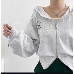Hoodie VOIDE Dooble Ziper Wanita Oversize kekinian| Jaket Sweater Double Ziper Wanita Korean Style