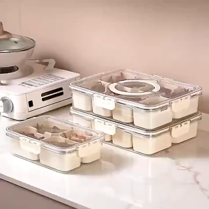 【Daily Suki Store】8-Grid Food Storage Container | Airtight Kitchen Organizer for Fridge Fruits & Vegetables | Drain Basket with Lid