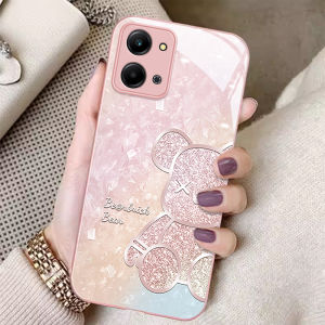 เคสโทรศัพท์มือถือแบบกระจกหรูหราพร้อมรูปหมีเพชร ป้องกันการตกหล่นสำหรับ Honor Play8T Play7T Play6TPro Play5 ดีไซน์น่ารักและทันสมัย