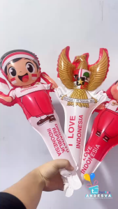 Balon Foil Tongkat Bendera Merah Putih / Balon Pentung Bendera HUT RI / Balon Foil Bendera I lOve Ri